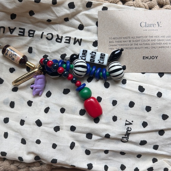 Clare V Beaded Fob Bag Charm Keychain - Picture 3 of 3